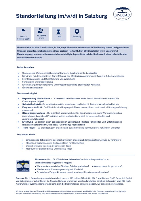 Auschreibung Standortleitung