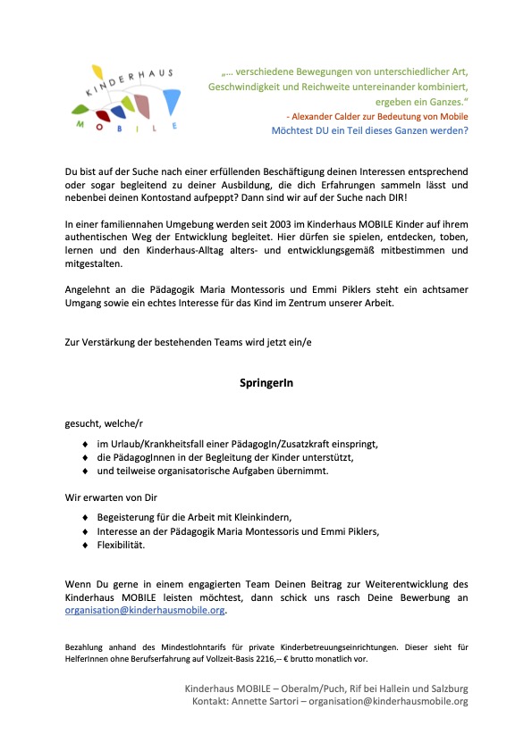 Ausschreibung SpringerIn2026