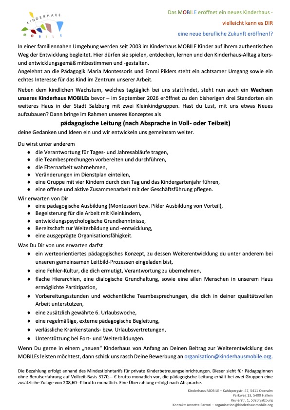 Ausschreibung pädLeitung