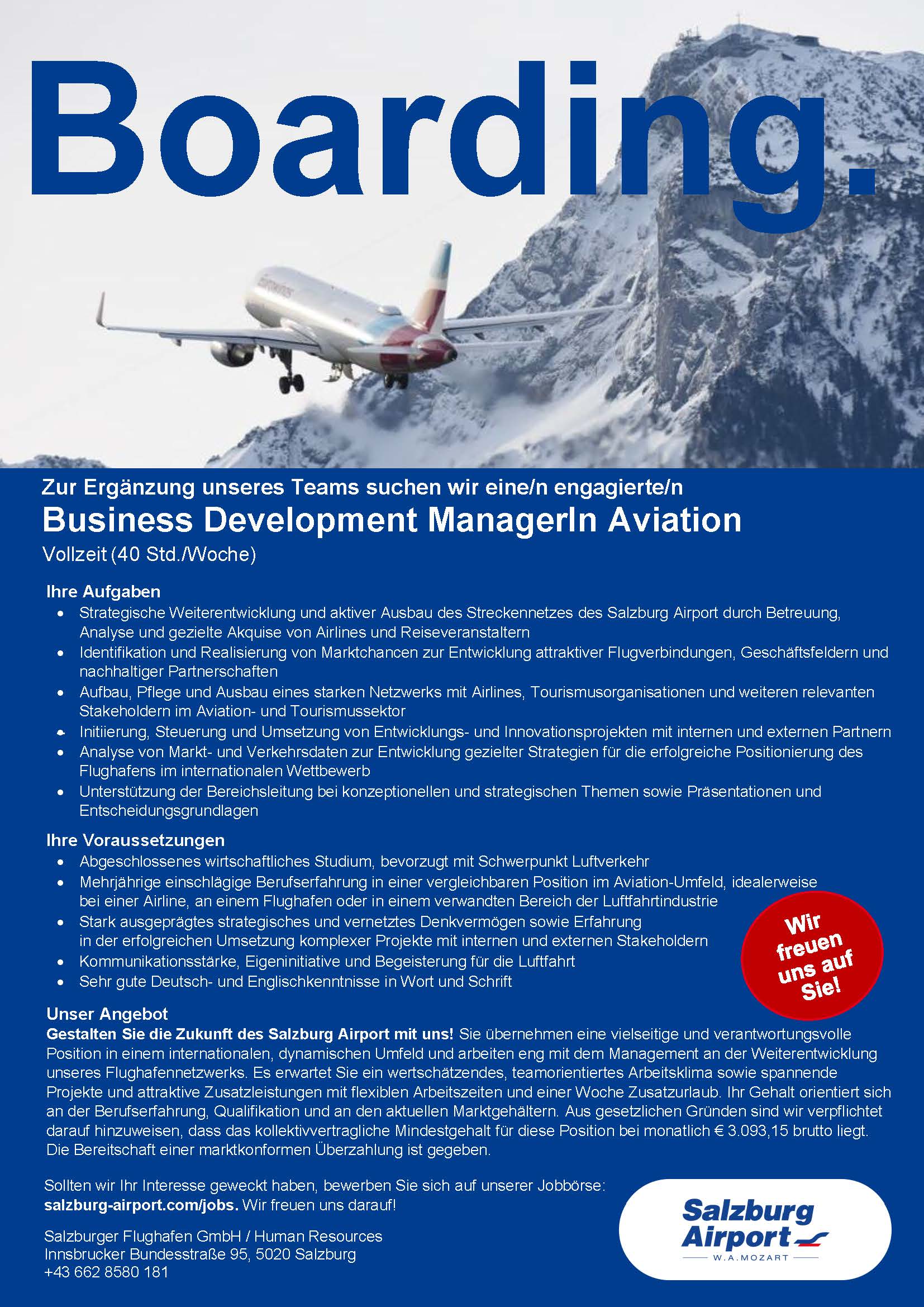 Stellenausschreibung Business Development ManagerIn Aviation 01_2026