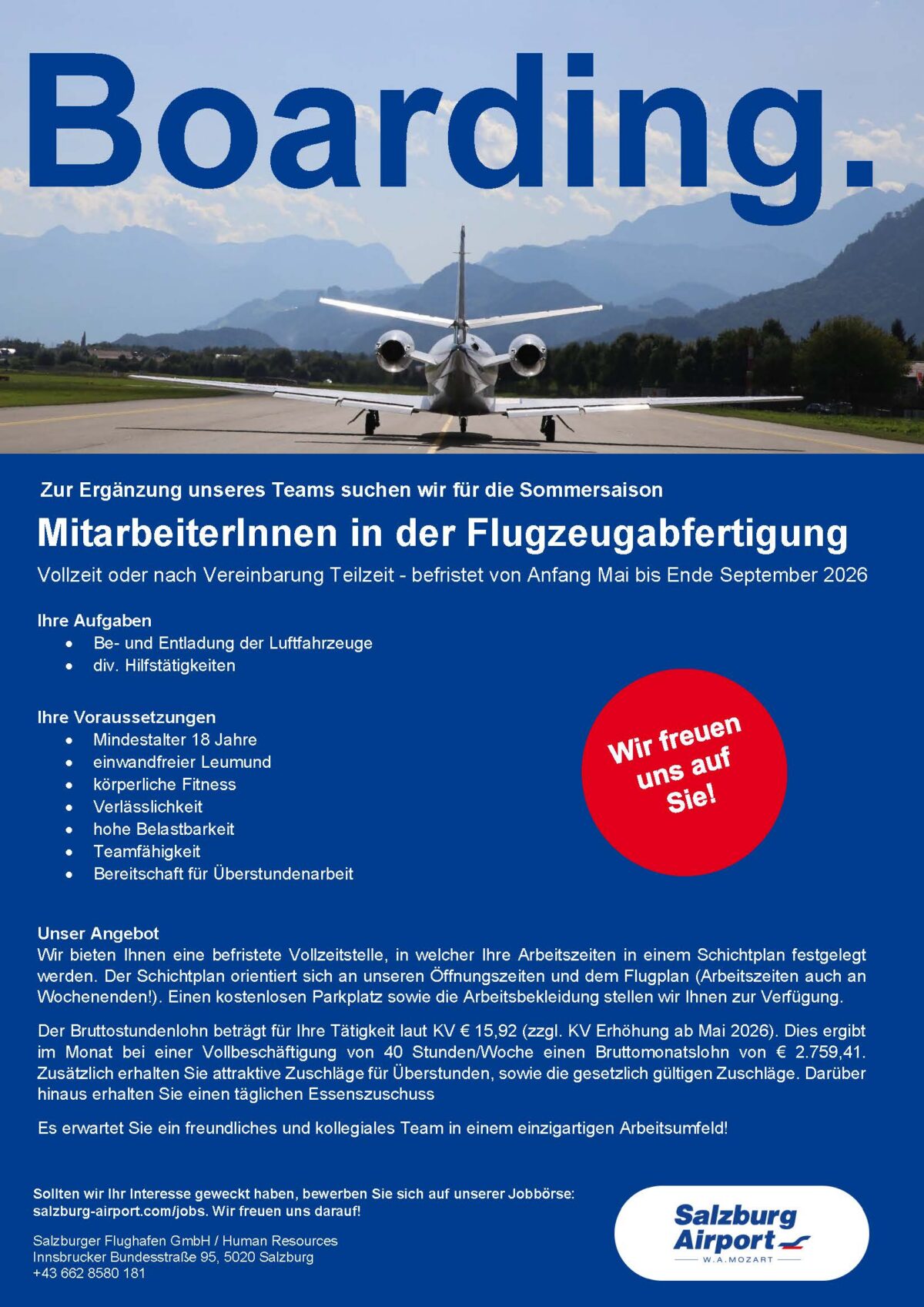 Stellenausschreibung Sommerjob Flugzeugabfertigung 02_26