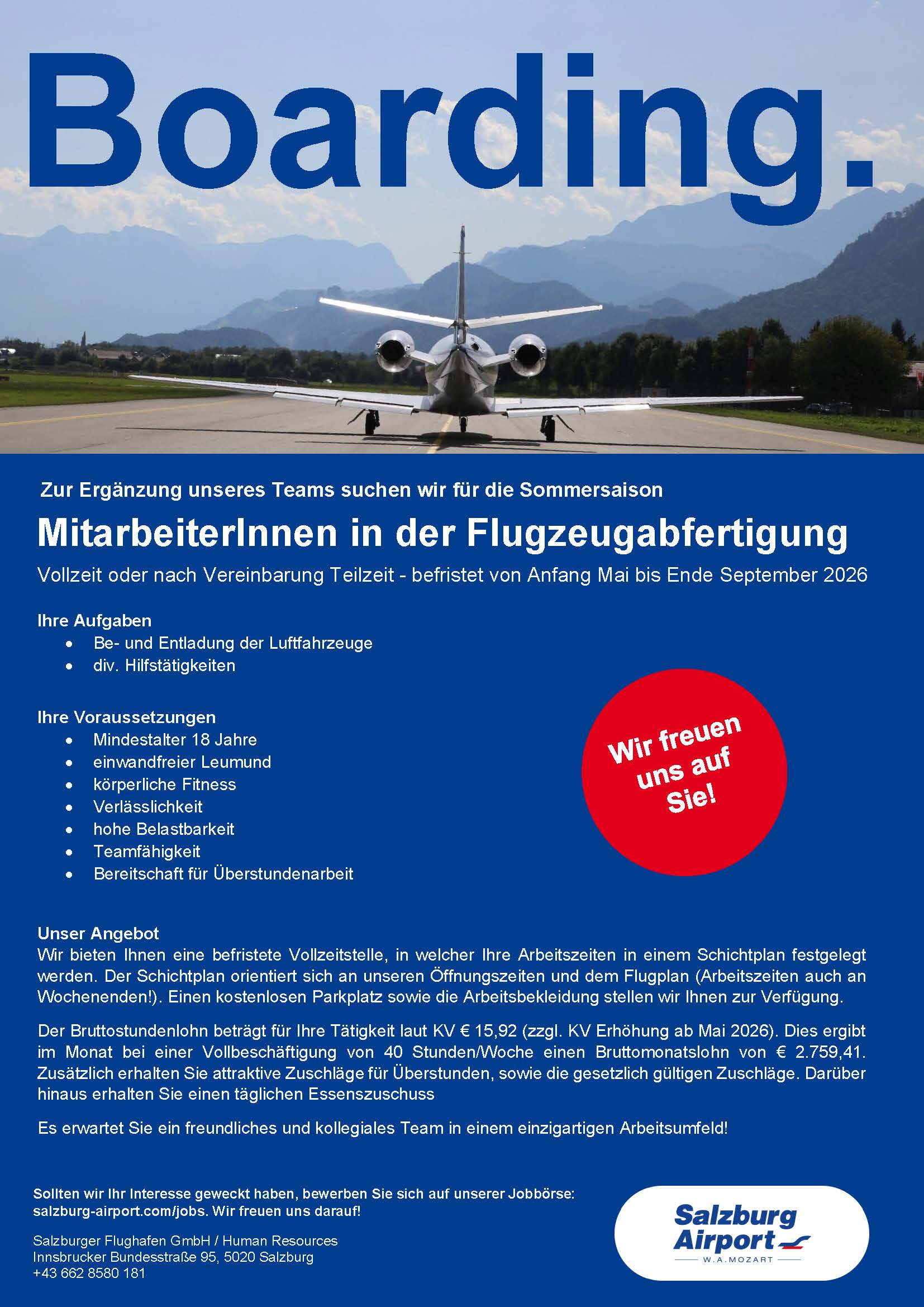 Stellenausschreibung Sommerjob Flugzeugabfertigung 02_26