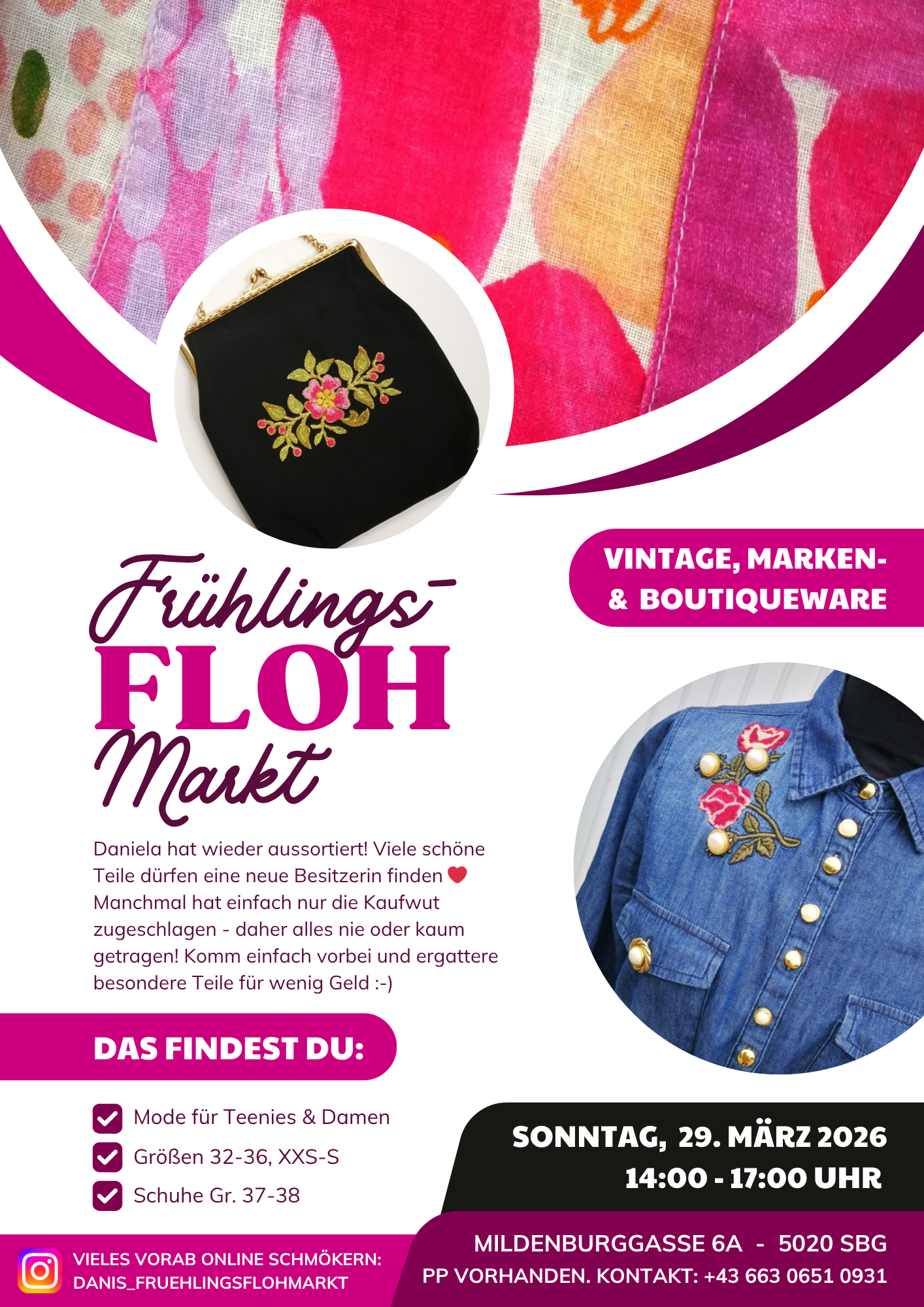 White and Pink Modern Flea Market Flyer