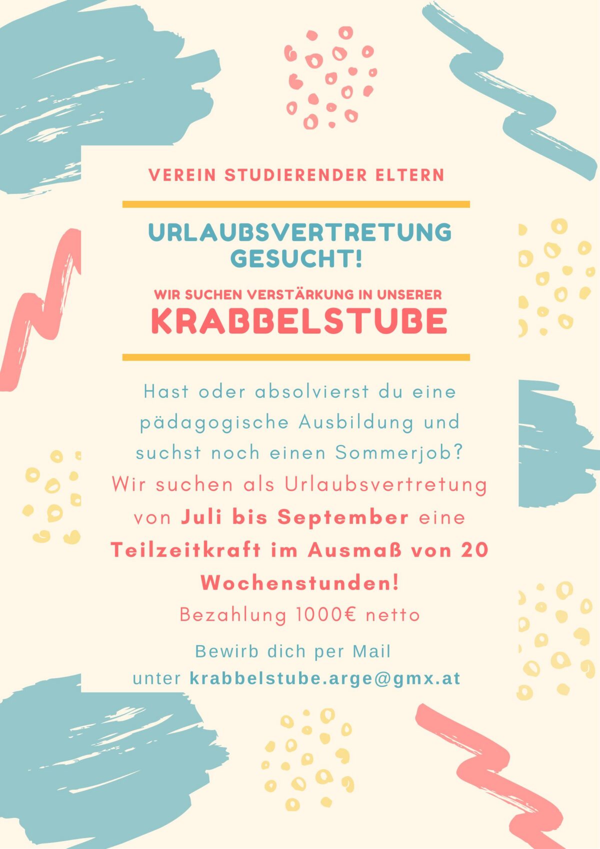 Jobinserat_Teilzeitstelle_Sommermonate