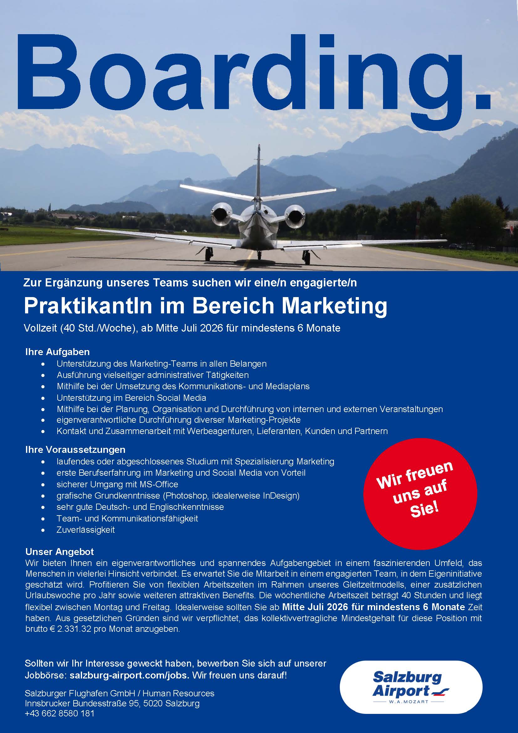 Stellenausschreibung PraktikantIn Marketing  04_2026