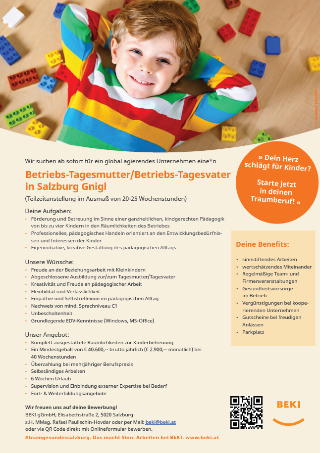 Stellenausschreibung Tagesbetreuung