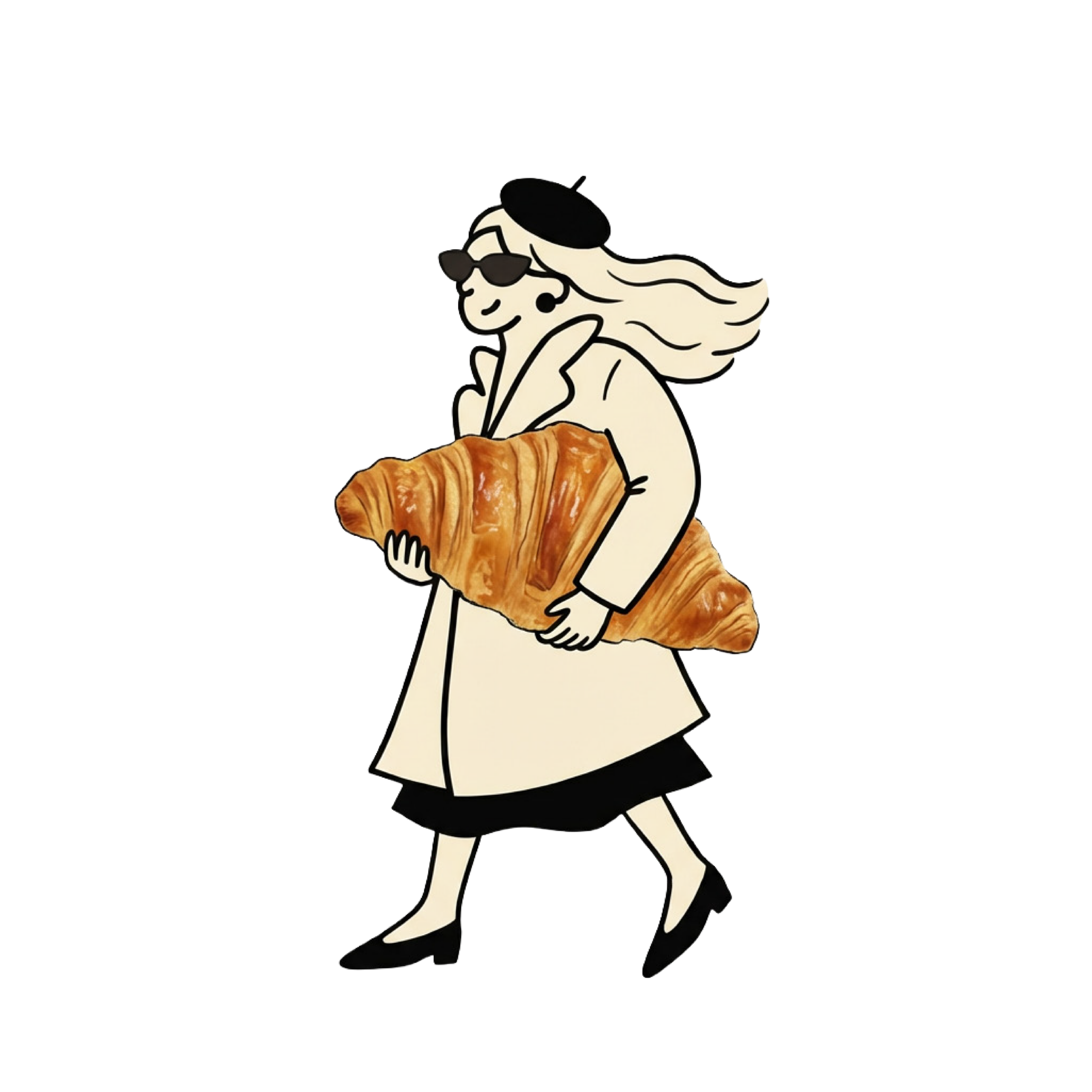 Frau mit Croissant