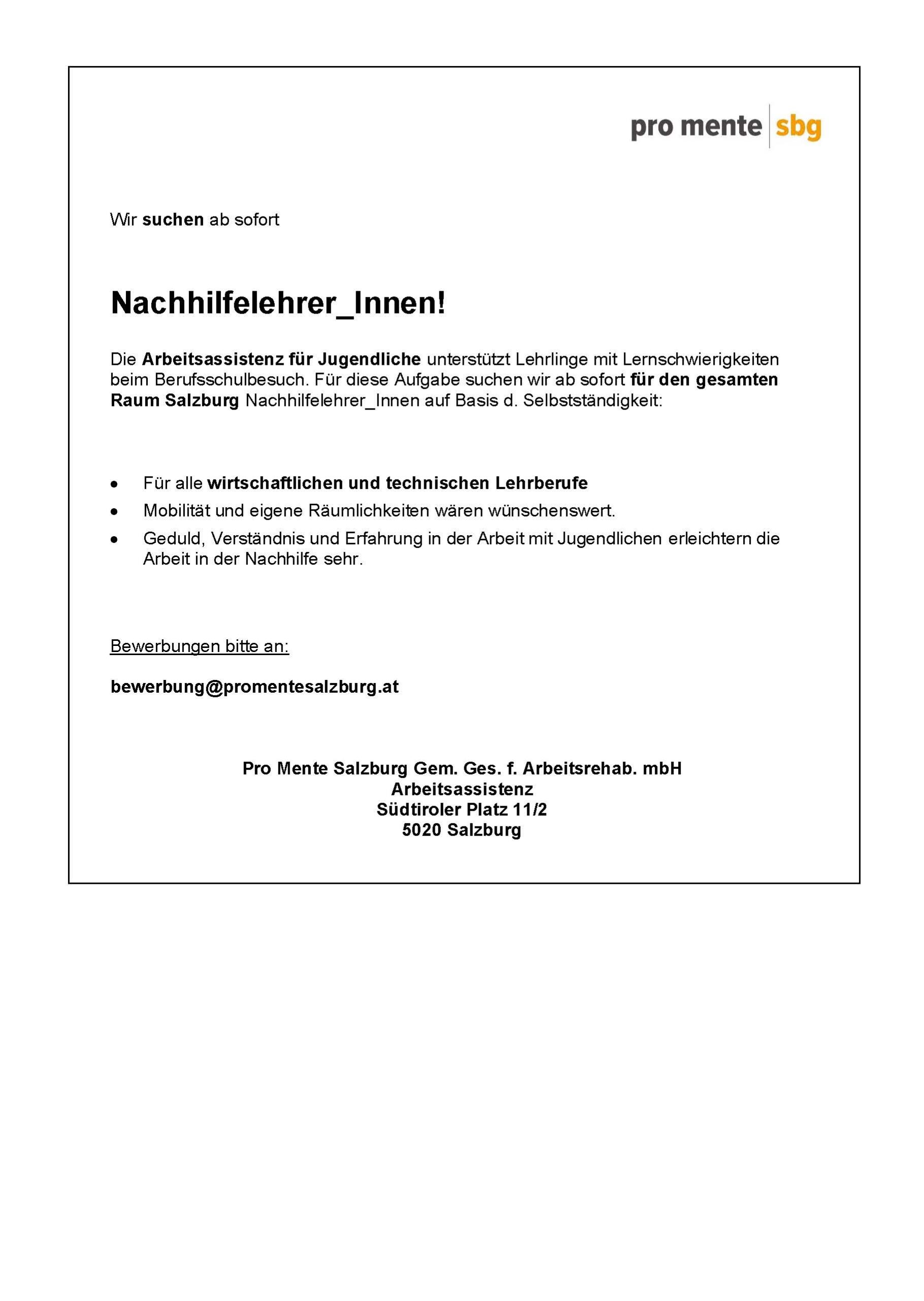 Ausschreibung Nachhilfelehrer_Innen 2026