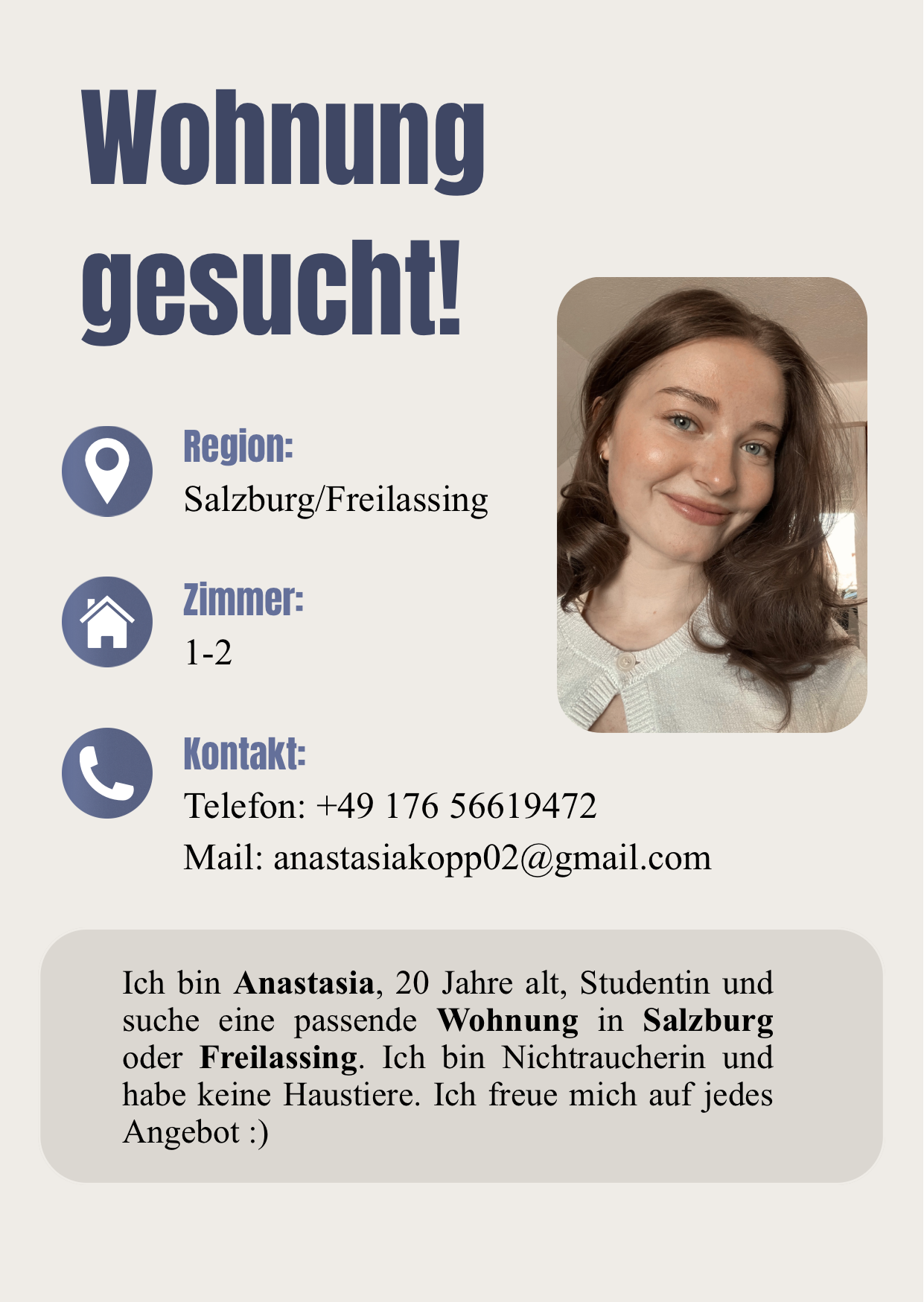 Suche 1-2 Zimmer Wohnung in Salzburg/Freilassing