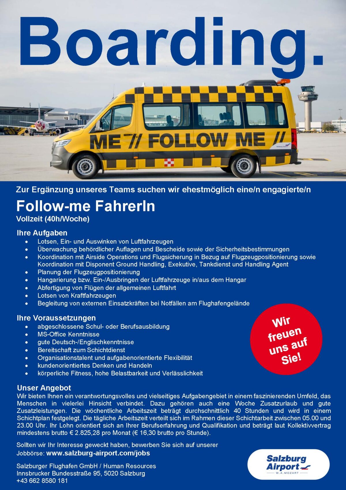 Stellenausschreibung Follow-me FahrerIn