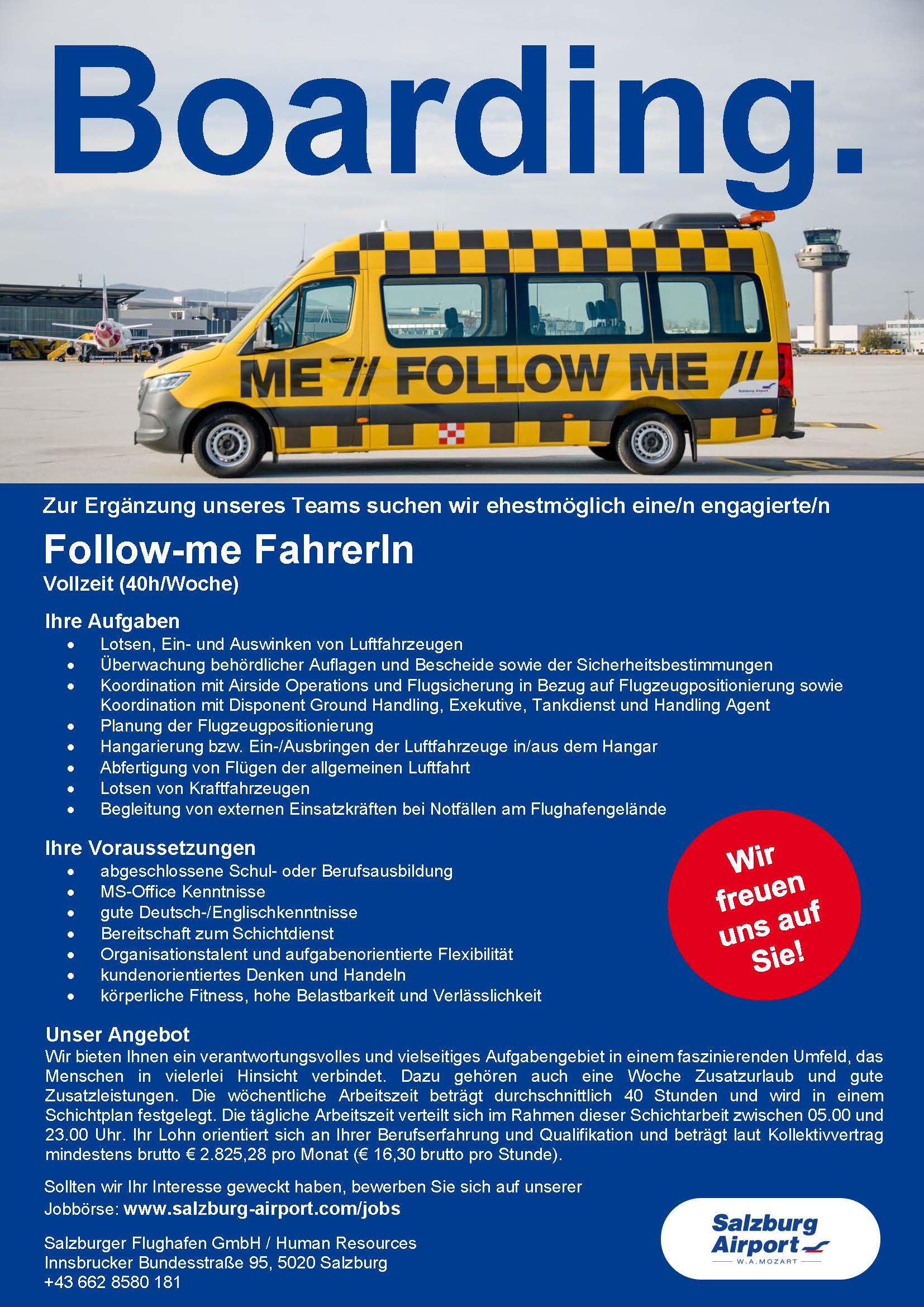 Stellenausschreibung Follow-me FahrerIn