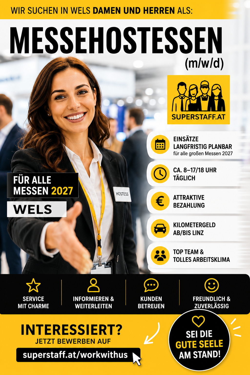 Superstaff Jobinserat Messehostess Messe Wels 2027